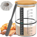 Sourdough Starter Jar Kit, Glass Sourdough Starter Kit -30.4oz BPA Free Dishwasher Safe, Wide Mouth Glass Jar with Thermometer, Date Marked Feeding Band, Wooden Lid Cloth Cover, Bread Baking Supplies