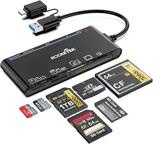 Memory Card Reader, USB 3.0 and USB-C to SD Micro SD CF MS xD Cards, 7 in 1 Multi Card Reader/Adapter for Windows, Mac, iOS, Android