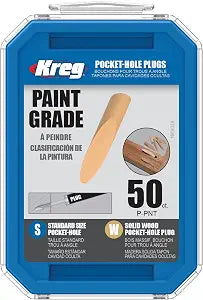 Kreg Solid-Wood Pocket-Hole Plugs, Paint Grade, P-PNT, 50 Count.