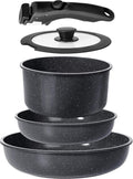 GiPP 5PCS Ceramic Pots and Pans Set Nonstick Detachable Handle Cookware Set