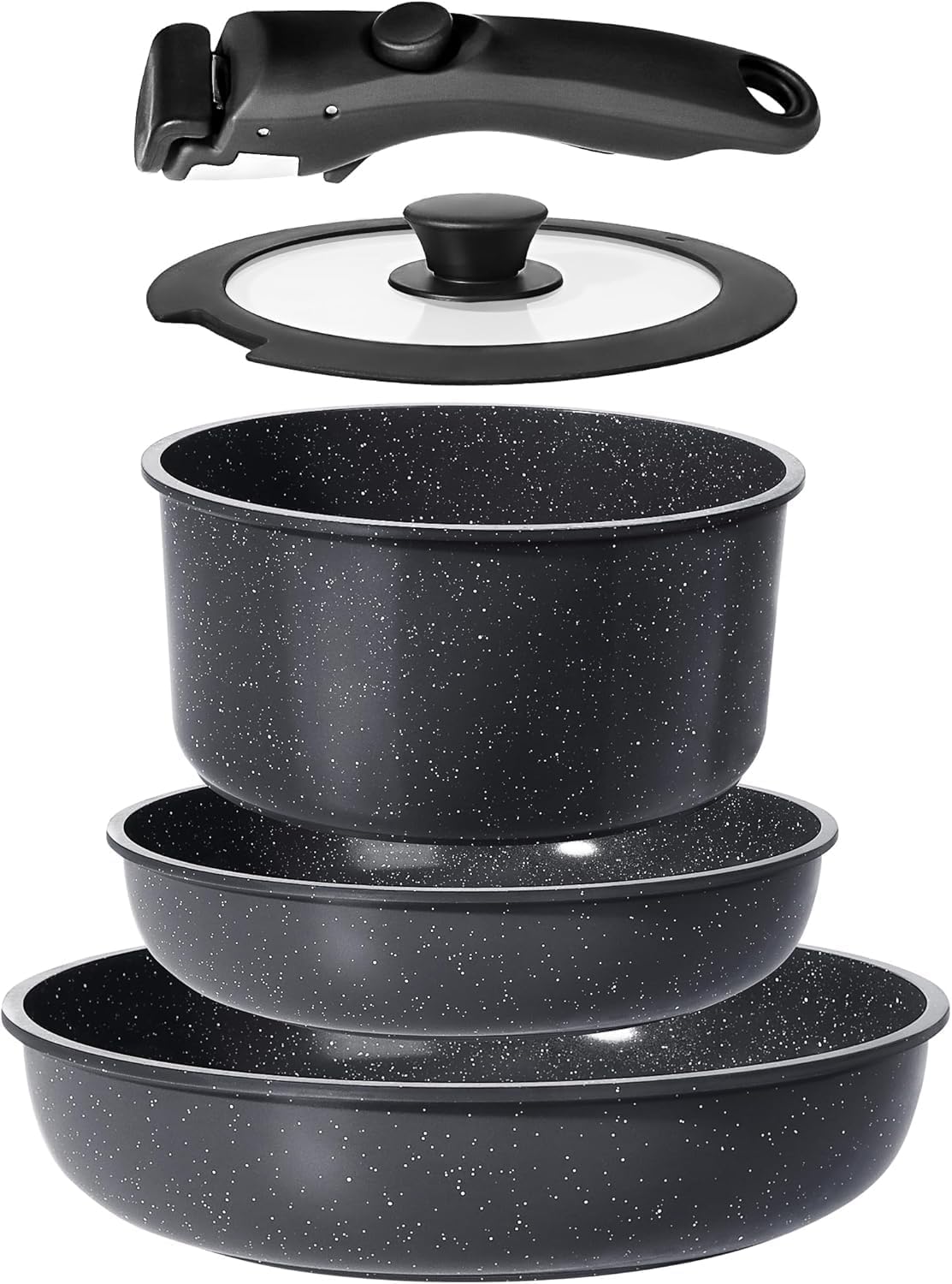 GiPP 5PCS Ceramic Pots and Pans Set Nonstick Detachable Handle Cookware Set