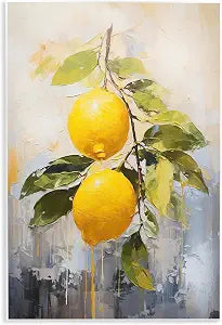 Abstract Lemon Branch Kitchen, 13 x 19 Inch Mounted Print on Wall Plaque