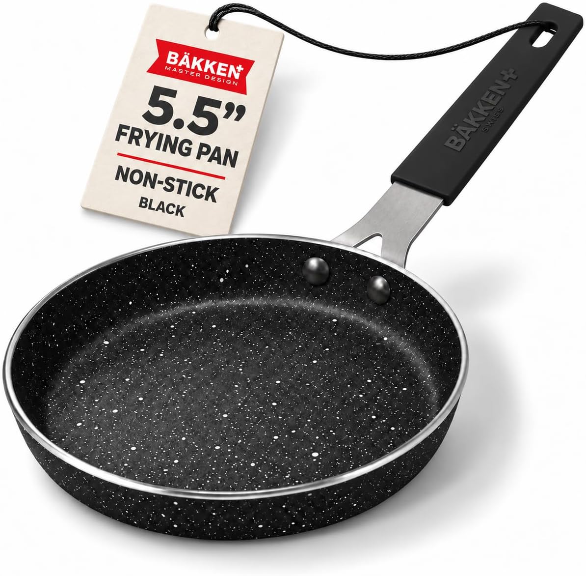 Bakken- Swiss 1-Piece Mini Nonstick Egg Pan & Omelet Pan Egg Pan [5.5''] with Marble Coating Non-Stick, Skillet, Eco-Friendly for Eggs Pancakes - Non Toxic