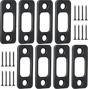 Blulu 8 Pcs 1" x 2-1/4" Door Deadbolt Strike Plate with Screws, Matte Black