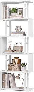 VASAGLE 6-Tier Book Shelf, S-Shaped Tall Display Shelf for Living Room