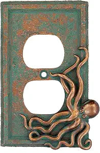 Top Brass Large Octopus/Kraken Electrical Cover Wall Plate Bronze/Verdigris Finish Style 2 - Single Switch, Double, Rocker, Outlet (Outlet)