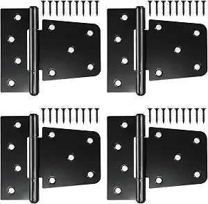 Heavy Duty Gate Hinges - 4 Pack, Black Iron 3.5 Inch Hinges for Wood Shed, Barn Door, Fence Gate Swing (Screws Included)