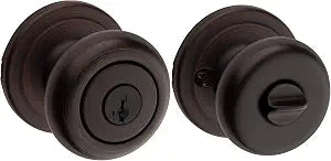 Kwikset Juno Entry Door Knob with Lock and Key, Secure Keyed Handle Exterior, Front Entrance and Bedroom, Venetian Bronze, Pick Resistant SmartKey Rekey Security and Microban