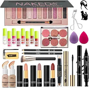 28 Pcs All in One Full Makeup Kit for Women, Makeup Set for Women&Beginner,Eyeshadow, Foundation, Lipsticks, Eyeliner, Mascara, Brow Soap Make Up Gift Set for Women Teen Makeup Kit For Girl