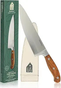 Bloomhouse Chef's Knive - German Stainless Steel Knive -Two Time Oprah's Favorite Things Winner - Italian Olive Wood Handle, Full Tang Kitchen Knife for Slicing, Dicing & Chopping