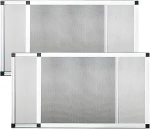 Expandable Window Screen 2 Pack - [Cat Proof Stainless Steel Mesh] Fits 21"-40" Wide x 15" High, Adjustable Aluminum Replacement Window Screens for Sliding Windows, White (Medium)