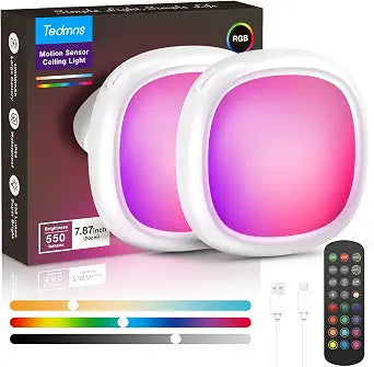 RGB Waterproof Shower Light, Rechargeable Ceiling Lights No Wiring