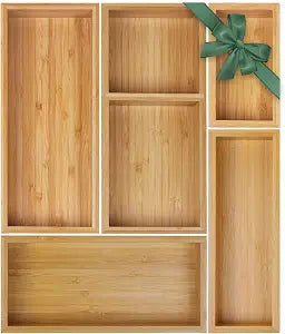 MapleGrace Bamboo Drawer Organizer Set, Individual Wood Storage Organizers