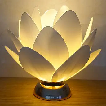 White EVA Flower Table Lights, LED 3000K Warm Lighting, 3*AA Battery (Not Included), for Home Art Decoration, Wedding, Party and Bedroom (White Lotus)