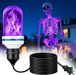 Halloween Skeleton Lighting Kit, 4 Modes Purple Flame LED Bulb, 19.7FT Wire