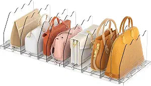 Ronlap Purse Storage Organizer for Closet Clear Shelf Dividers Rack, 2 Pack