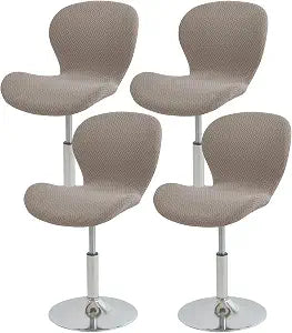 Gollense Bar Stool Covers with Backs, Set of 4 Stretch Jacquard Barstool Seat Covers, Washable Swivel Pub Counter Height Chair Slipcover Protector for Home Kitchen Cafe (T-Shaped Jacquard-Khaki)