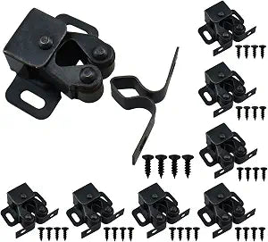 8Pcs Cabinet Latches, Zinc Aolly Double Roller Catch Hardware, Black