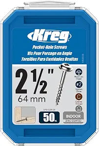 Kreg Zinc Pocket-Hole Screws - SML-C25-50, 50 Count, 2-1/2 Inch