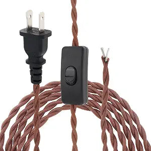 RTNLIT 8.2Ft Lamp Cord with ON/Off Switch, Twisted Cloth Covered