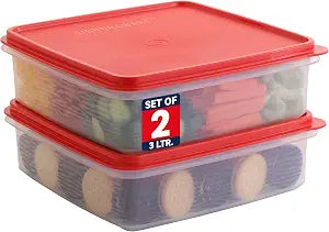 Plastic Storage Containers with Lids  2-Pack 3L Cupcake Carrier  Leakproof Cookie Storage Containers Airtight  BPA-Free Plastic Containers with Lids for Food Storage, Meal Prep, Leftovers, Cupcakes