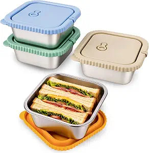 4 Pack 32oz Stainless Steel Sandwich Containers with Silicone Lids