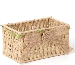 Moosky Mini Wicker Shelf Storage Baskets, Beige, 7.1" x 4.7" x 3.9"