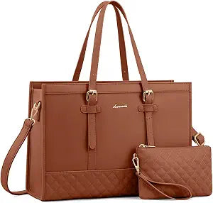 LOVEVOOK Women's 15.6inch Laptop Tote, PU Leather Computer Work Bag, office