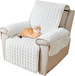 Lovehavren Premium Washable Quilted Recliner Slipcover (White, 23")