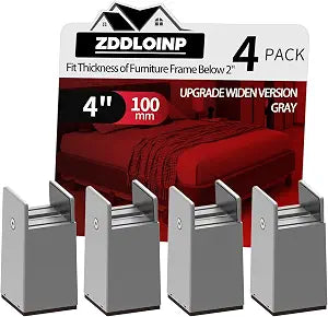 Bed Risers 4 Inch with Adjustable Screw Clamp,4 Pack Grey