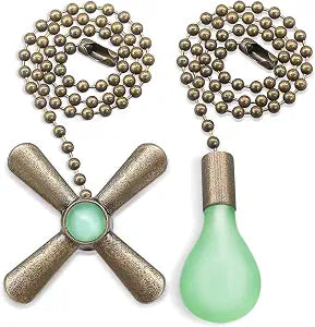 2Pack Bronze Ceiling Fan Pull Chain Extension Set Glow in The Dark