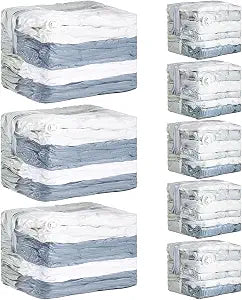 TAILI 8 Pack Cube Vacuum Storage Bags, Combo(3 Jumbo+5 Medium), Cream