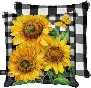 Briarwood Lane Summer Indoor/Outdoor Pillow 17x17 Checkered Sunflowers for Summer Pillow