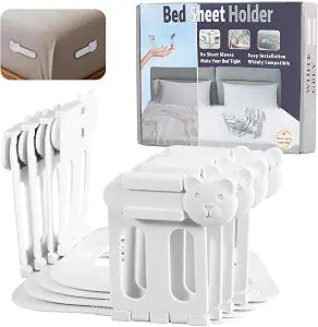 Bed Sheet Holders for Corners, Lock Bed Sheet Grippers,4Pcs Upgrade Fitted Sheet Holders Keep Sheets Firm & Tight, Bed Sheet Clips Keeping Sheets Place, Fit All Mattress Easy Install