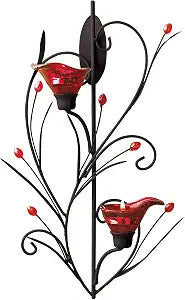 Zingz & Thingz Beauty in The Petals Collection Floral Lily Tealight Candle Wall Sconce, 9x3.25x14.75, Ruby Blossom