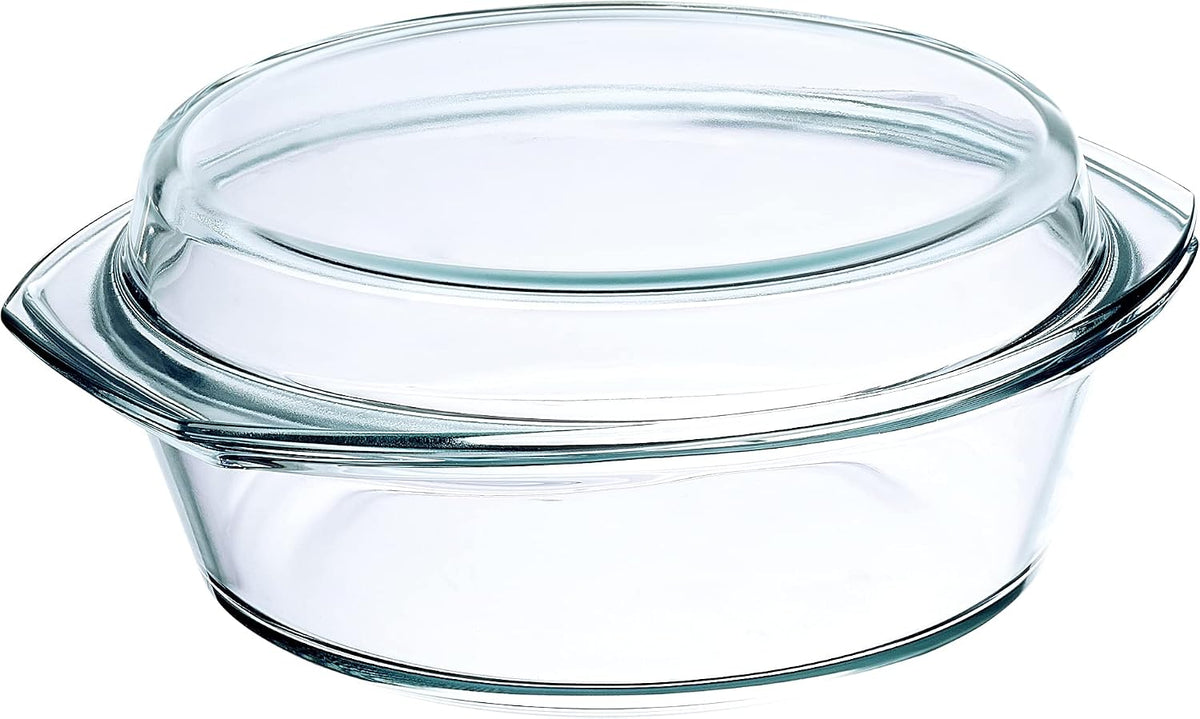 Simax Casserole Dish with Lid, 2.5 Quart Round Glass Casserole Dishes for Oven with Lid and Handles, Baking Dishes for Oven, Covered Bowl for Cooking, Baking, Serving, Microwave, Dishwasher, and Oven Safe Cookware