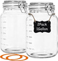 1 Gallon Glass Jar with Lids,2 Pack Super Wide Mouth Mason Jars 128 oz,Large Glass Jar for Food Storage,Fermenting,Canning,Preserving