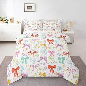 Erosebridal Cute Girly Bow Bedding Set Twin for Girls Kids Teen Women