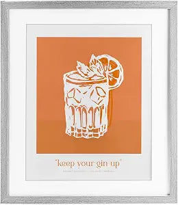 Gin Cocktail Quote Kitchen, 13 x 16 Inch Framed Print Under Glass