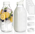 2 Pack 32oz Glass Milk Bottles with Airtight Lids