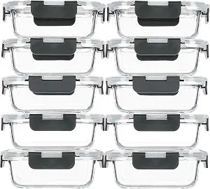 M MCIRCO 10 Pack,13 oz 1.5 Cup Glass Meal Prep Containers with Lids