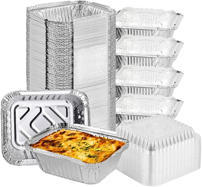 Green Direct Aluminum Pans With Lids 1LB Oblong Pans with Dome lids- 25