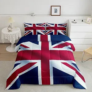 Erosebridal Union Jack Twin Comforter Set, United Kingdom Flag Bed Set | for Kids Boys Girls, Vintage London Breathable Down Comforter for Bedroom, Red Blue England Cozy Duvet Set