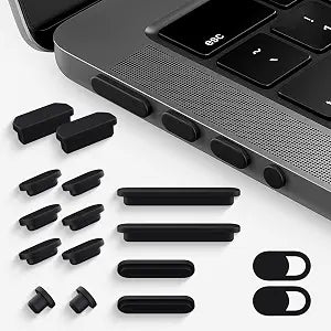 CaseBuy MacBook Pro Accessories, 14 Pack Dust Plug Covers for 2026-2021 MacBook Pro 14/16 inch M5 M4 M3 M2 M1 Pro/Max, Dust Plug for HDMI, Thunderbolt, SDXC, Magsafe, Headphone & 2PCS Webcam Cover