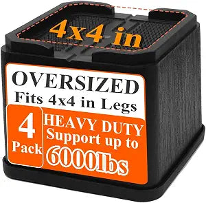MYMULIKE Bed Risers Oversized, 4 Inch Heavy Duty Furniture Risers Support Up to 6000lbs, Adjustable 8 Inch Bed Raising Blocks, Bed Lifts for College Dorm Rooms, Couches, Tables, Desks