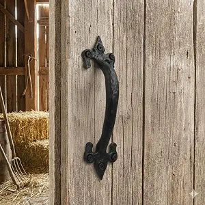The Metal Magician 7 Inch Barn Door Handles, Pack of 2, Garage Door Handles Decorative, Hardware Rustic FDL Design Black Cast Iron Handle, Fence Gate, Metal Gate Outdoor, Outdoor Kitchen Cabinets