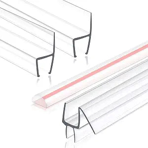Frameless Shower Door Seal Set, 4 Pack x 39" HDM Glass Shower Door Bottom Seal Side Seal Strip Door Sweep for 3/8" Glass, Ultra-Clear Polycarbonate, Stop Shower Leaks Create a Water Barrier
