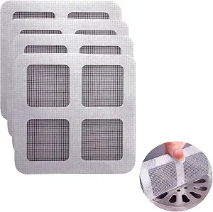 40 Pcs Disposable Shower Drain Cover Hair Catcher Shower Drain Mesh Stickers, Rectangular Hair Catcher Mesh Stickers for Bathroom, Laundry, Kitchen for Human and Pet Hair