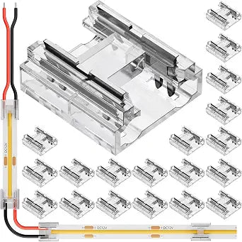 20 Pack COB 0.31in(8mm) 2 pin Transparent Connector for Non-Wired Gapless Solderless