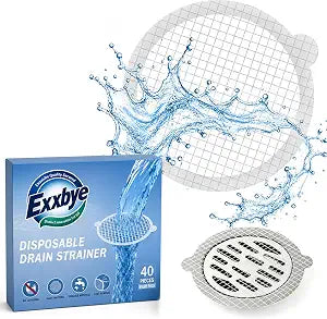 40 Pack Disposable Shower Drain Hair Catcher Stickers - Peel & Stick Mesh Drain Strainer, Shower Drain Cover to Prevent Clogs, Strong Waterproof Adhesive for Shower & Kitchen, 90mm